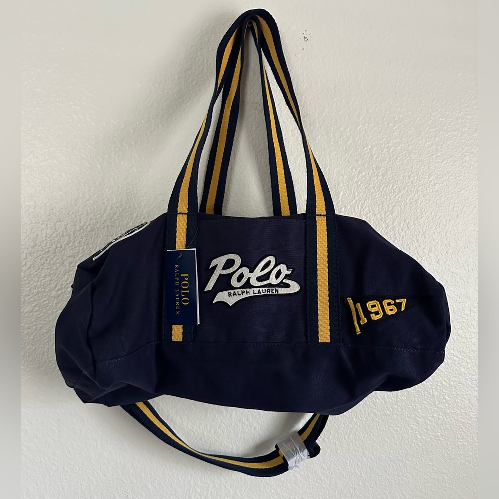 Polo Ralph Lauren Varsity Logo Patches Newport Canvas Duffle Bag PWing Sport